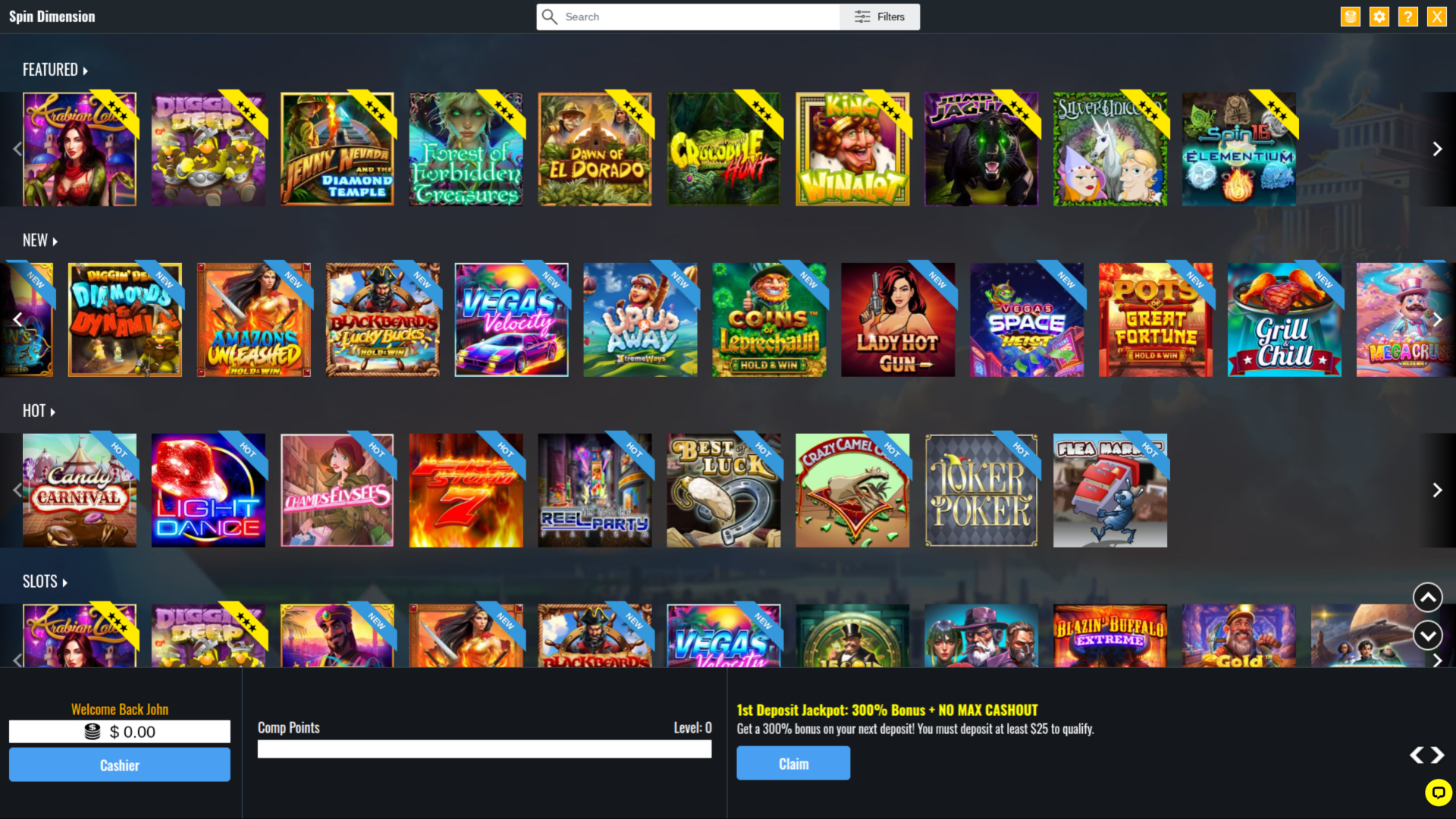 Spin Dimension Casino Desktop Games