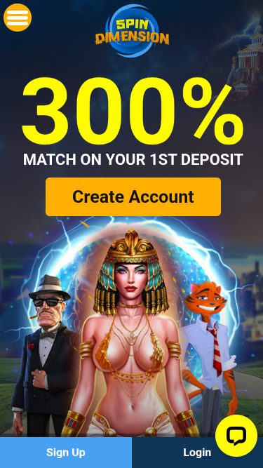 Spin Dimension Casino Mobile Homepage