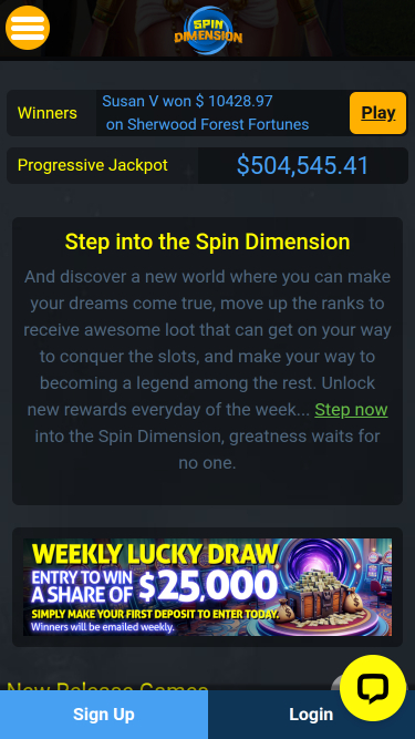 Spin Dimension Casino Mobile Jackpot