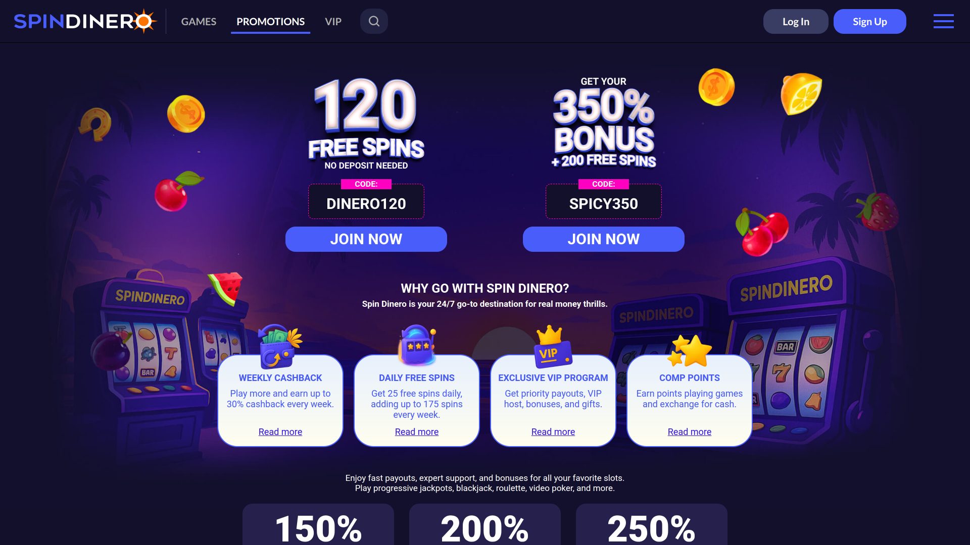 Spin Dinero Casino Desktop Promotions