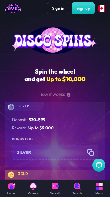 SpinFever Casino Mobile Disco Spins