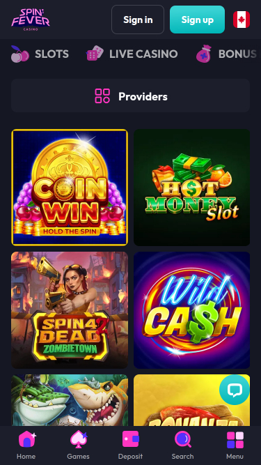 SpinFever Casino Mobile Games