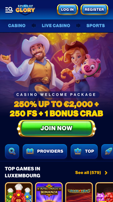 Spin Of Glory Casino Mobile Homepage
