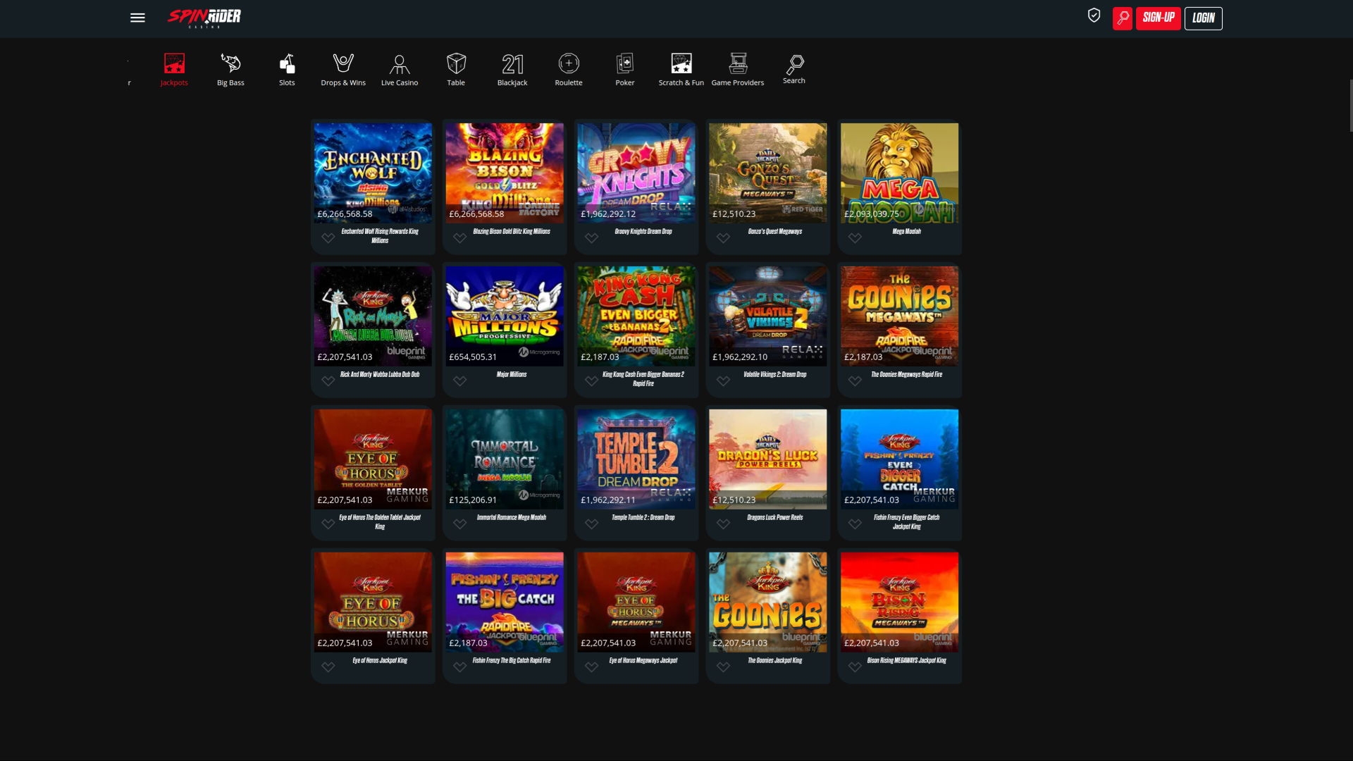 Spin Rider Casino Desktop Jackpot