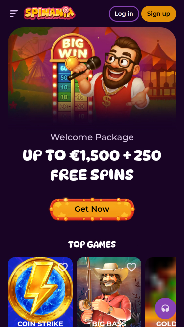 Spinania Casino Homepage