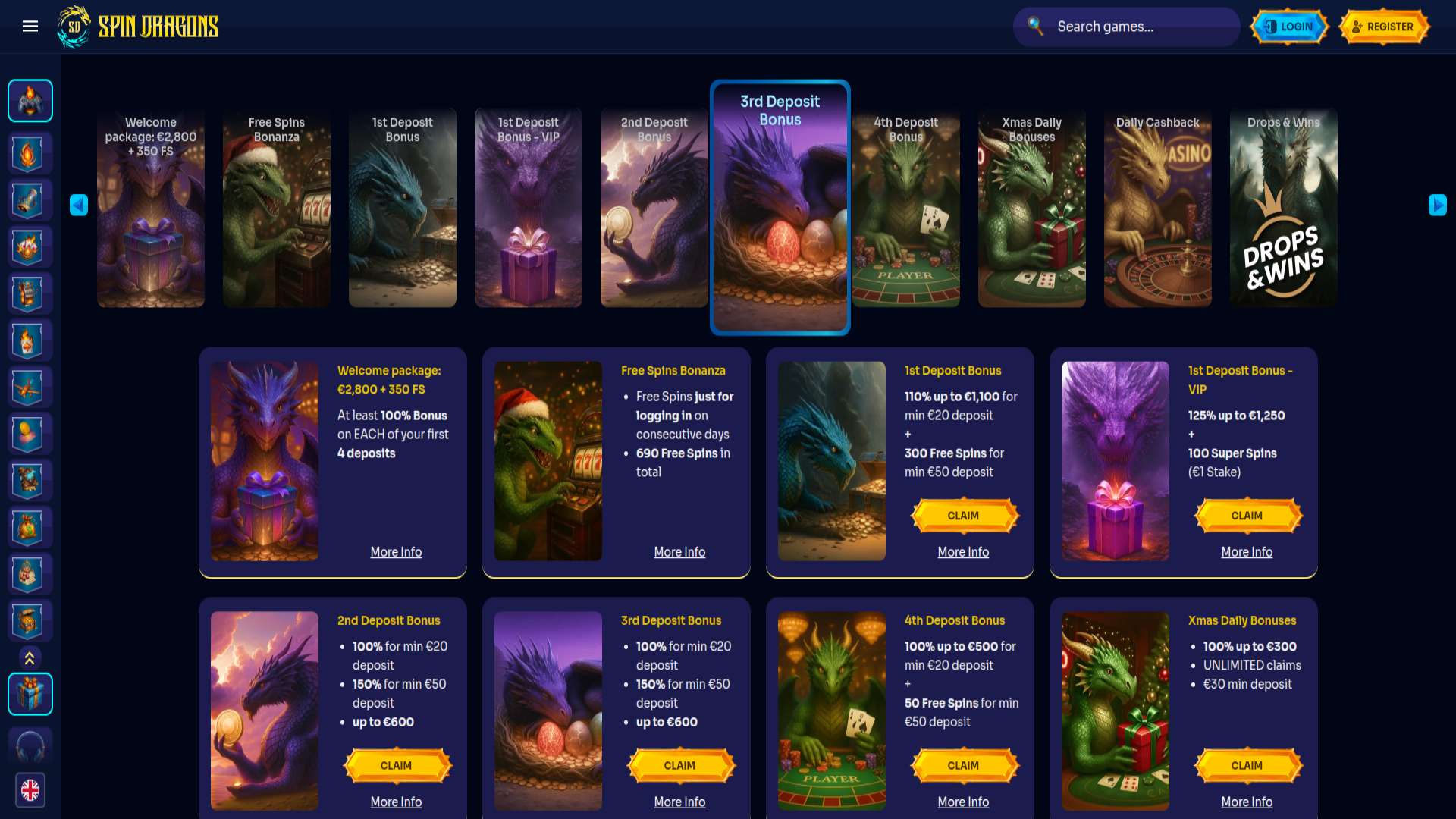 SpinDragons Casino Promotions Desktop