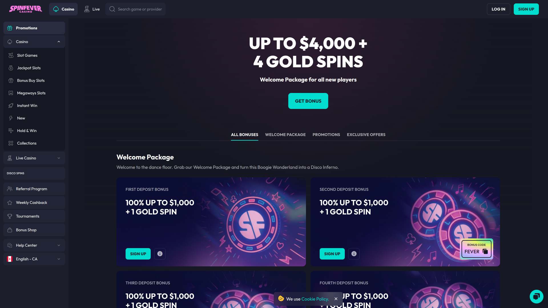  Spinfever Casino Desktop Promotions