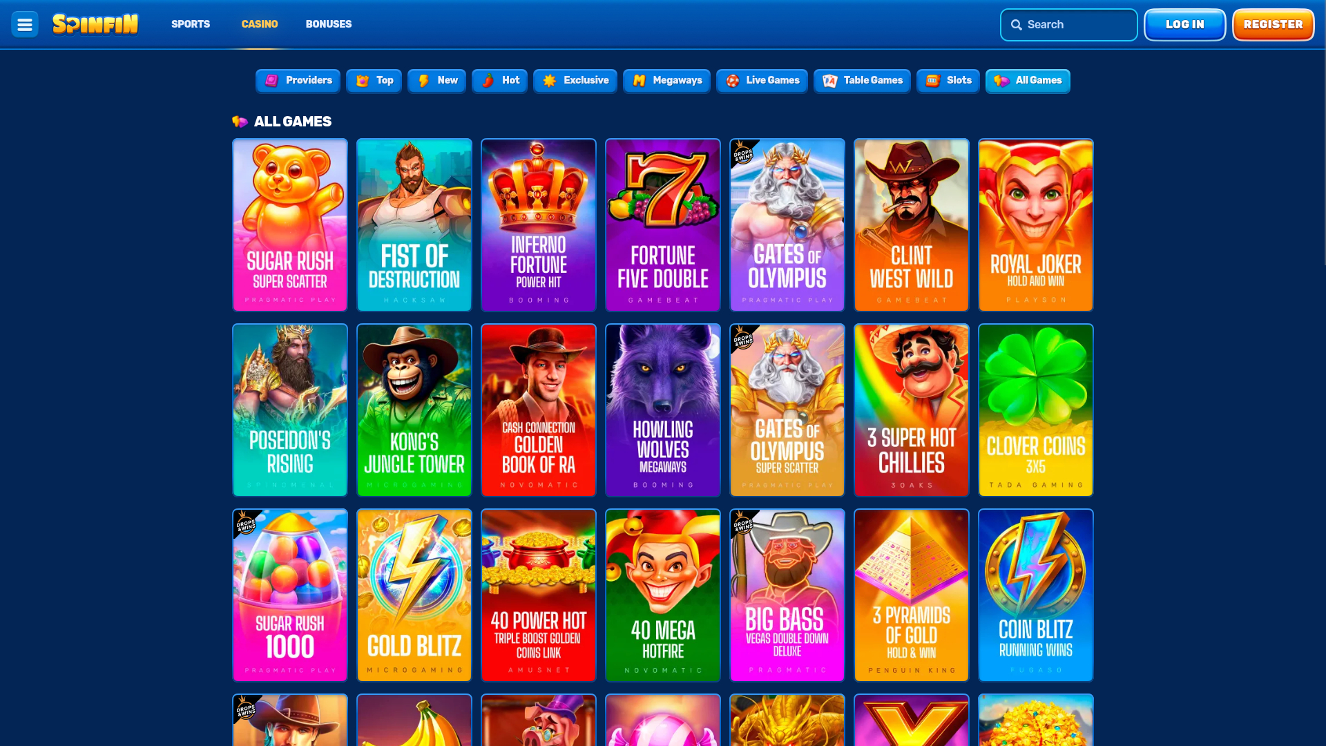 Spinfin Casino Desktop Games