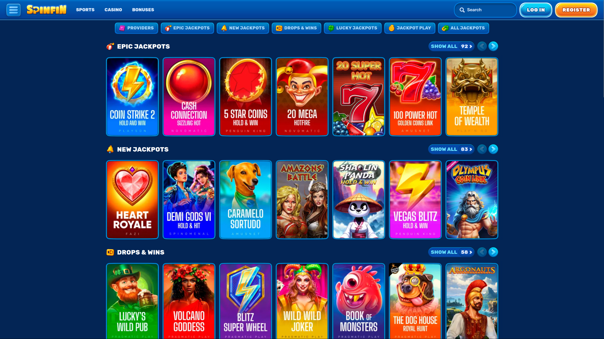 Spinfin Casino Desktop Jackpot