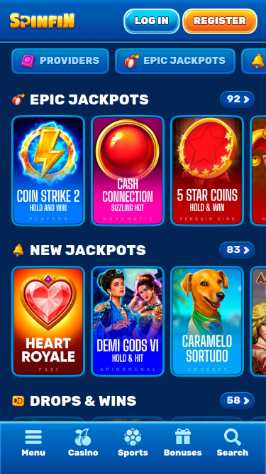Spinfin Casino Mobile Jackpot