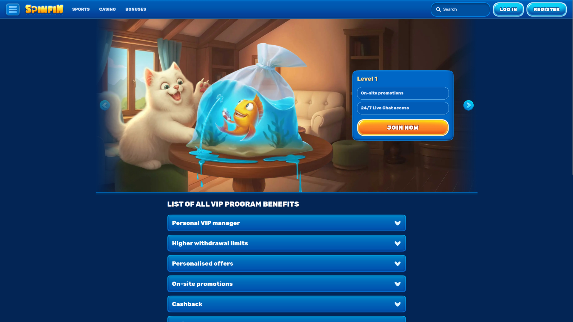 Spinfin Casino Desktop VIP