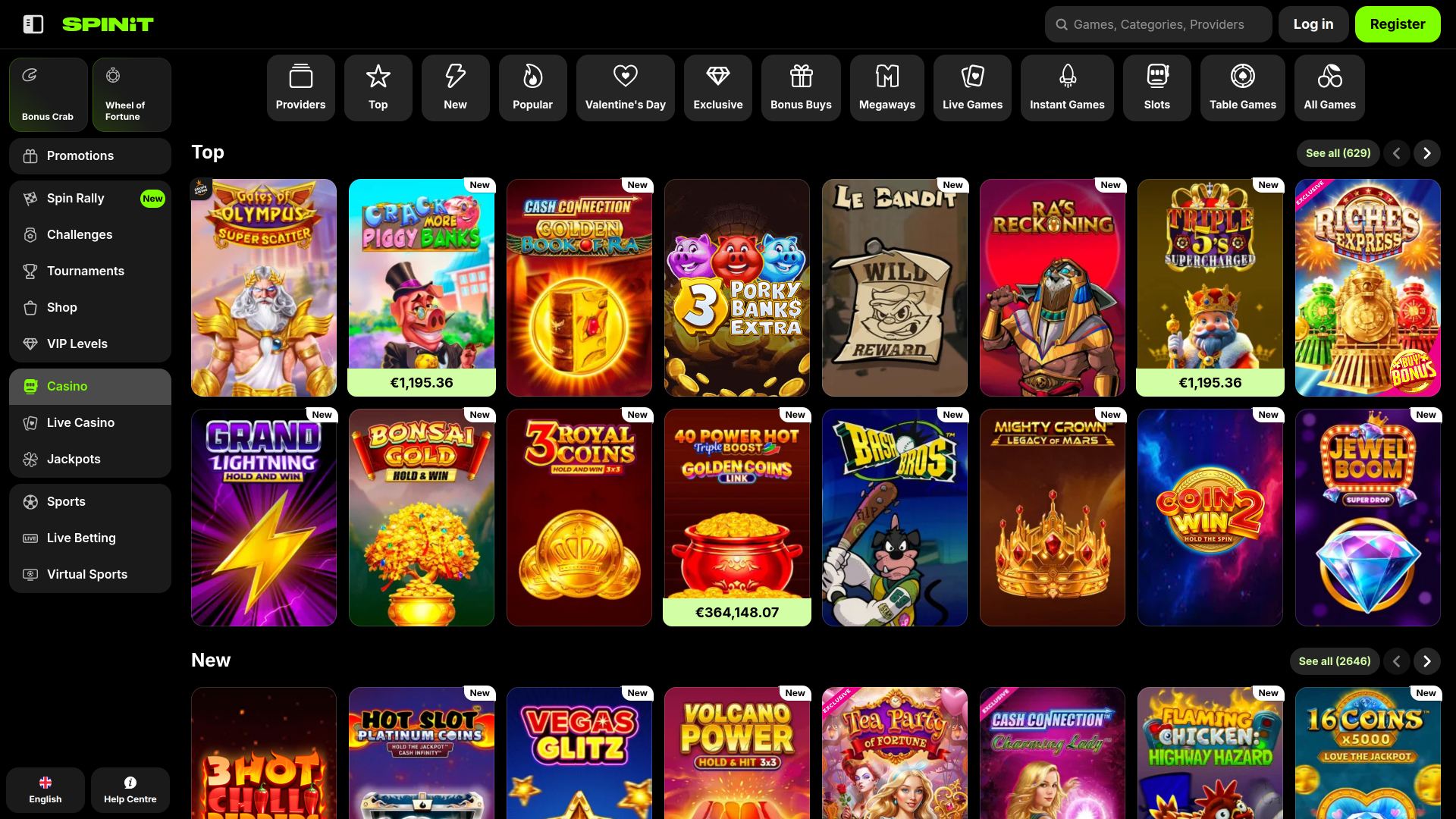 Spinit.com Casino Desktop Games