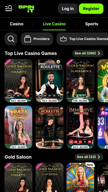 Spinit.com Casino Mobile Live Dealer