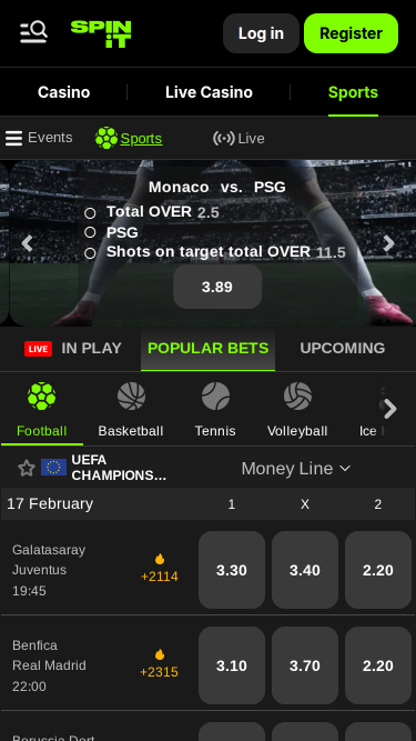 Spinit.com Casino Mobile Sports