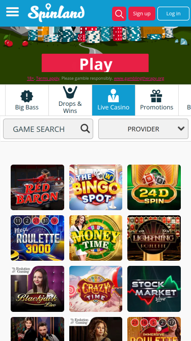 Spinland Casino Mobile Live Dealer