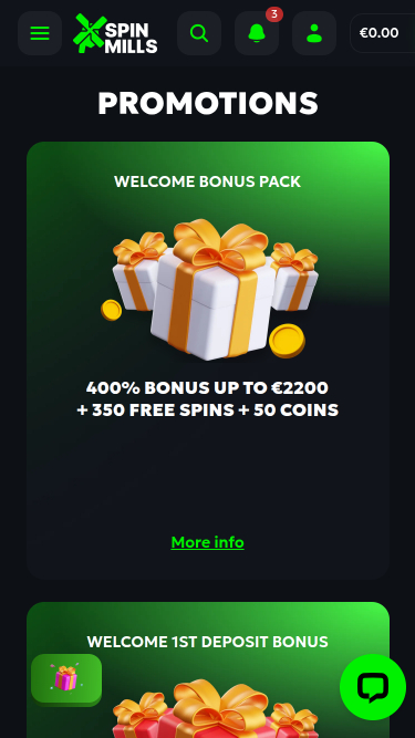 Spinmills Casino Mobile Promotions