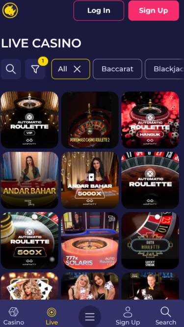 Live mobile page screenshot of Spinorhino Casino