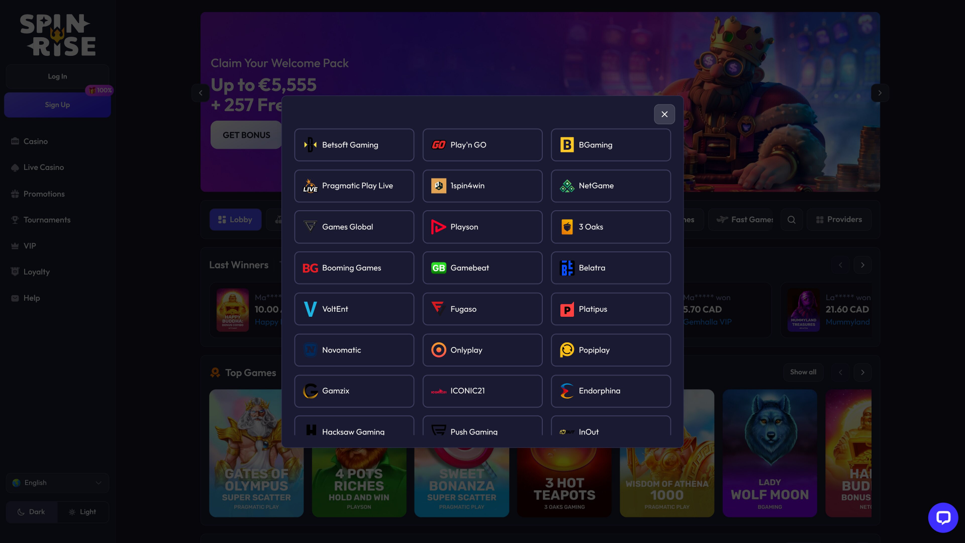 Spinrise Casino Desktop Game Developers