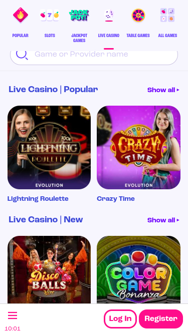 Spinz Casino Mobile Live Dealer