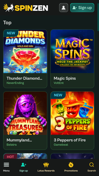 Spinzen Casino Mobile Games