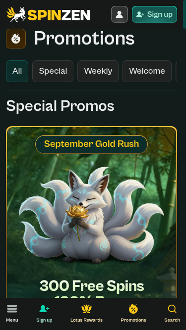 Spinzen Casino Mobile Promotions