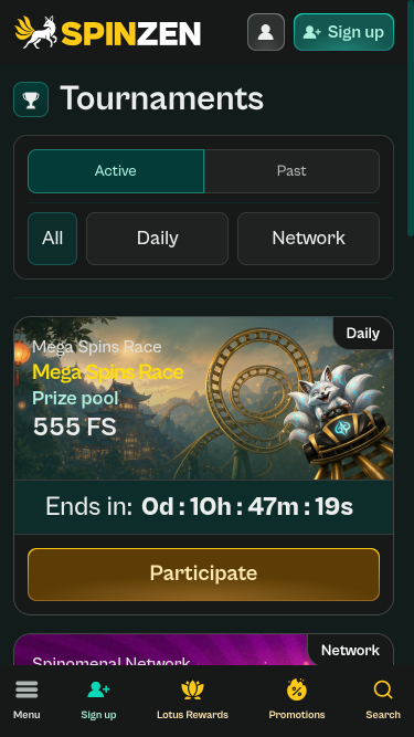 Spinzen Casino Mobile Tournaments