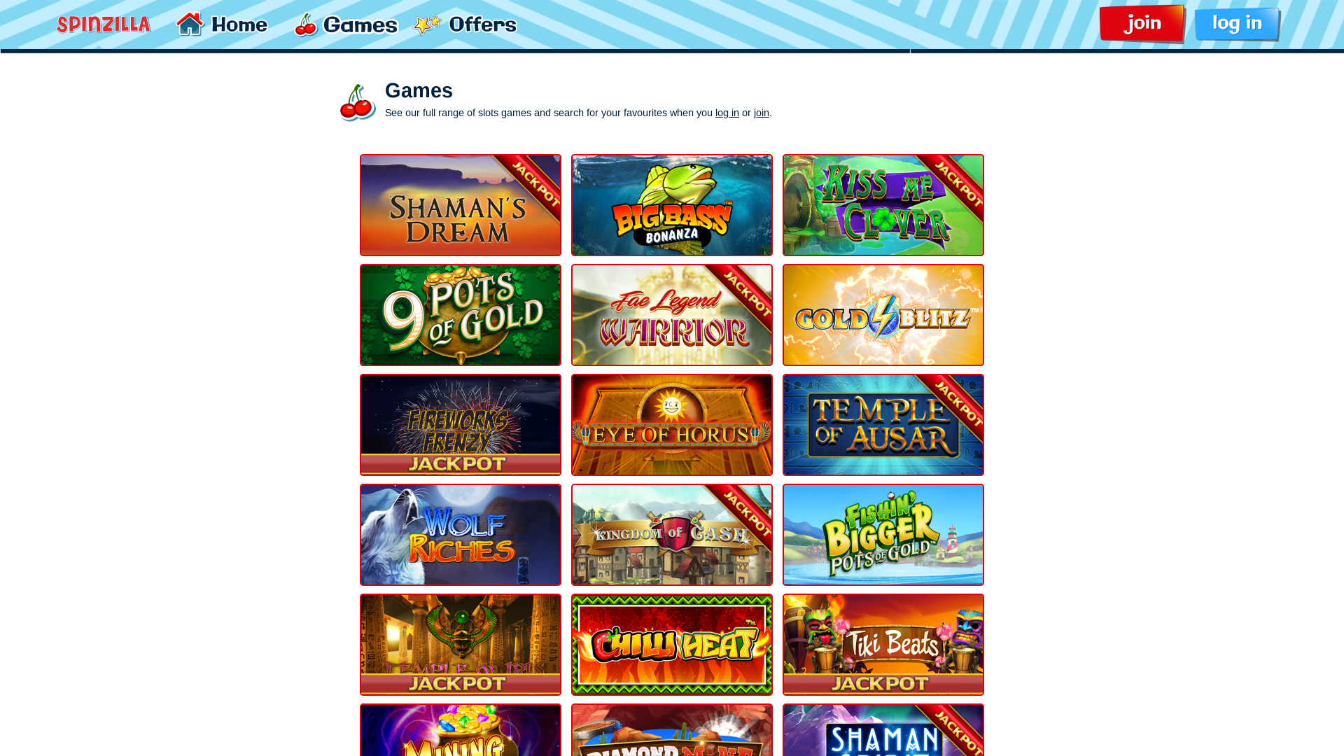 Spinzilla Casino Desktop Games