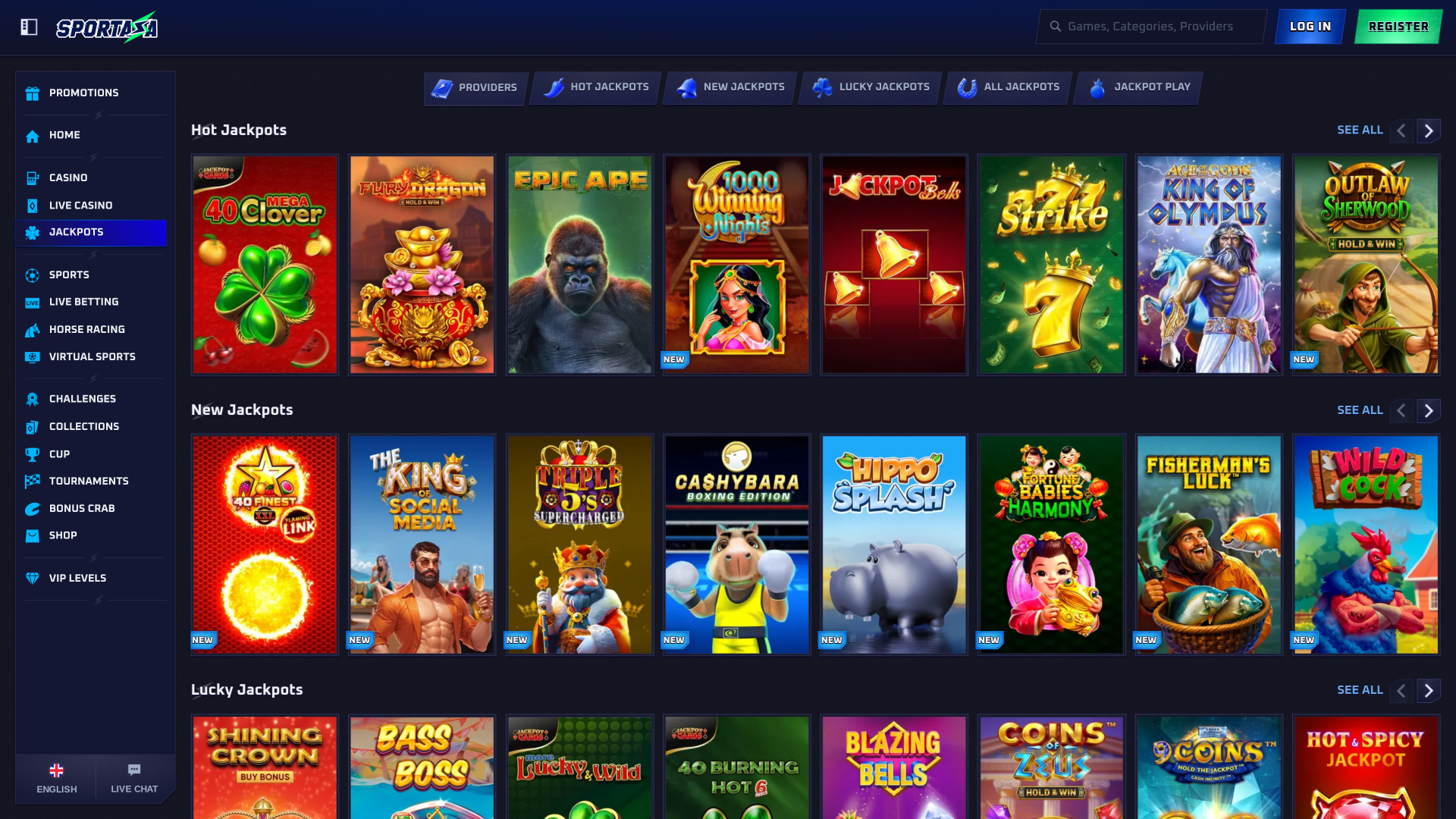 Sportaza Casino Desktop Jackpot