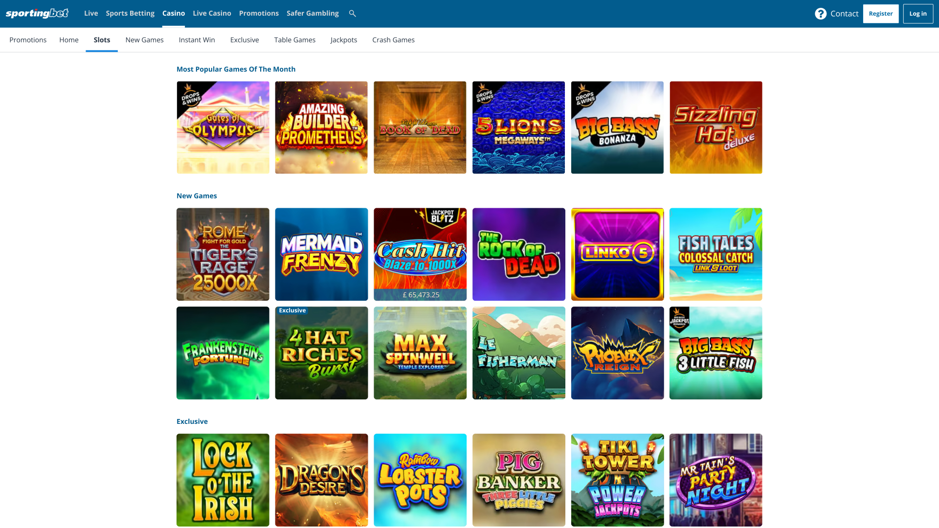 Sportingbet Casino Desktop-Spiele