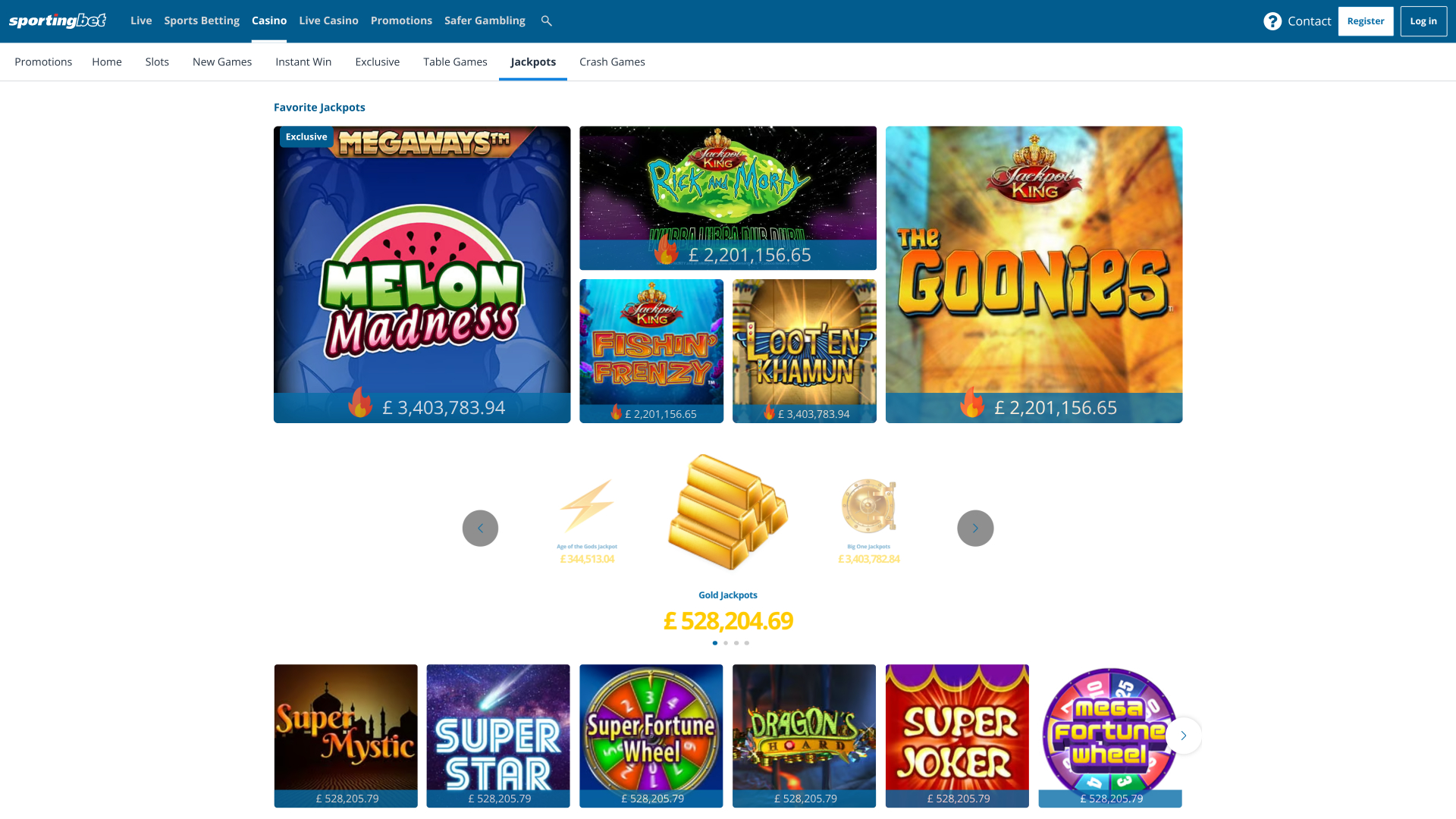 Sportingbet Casino Desktop-Jackpot