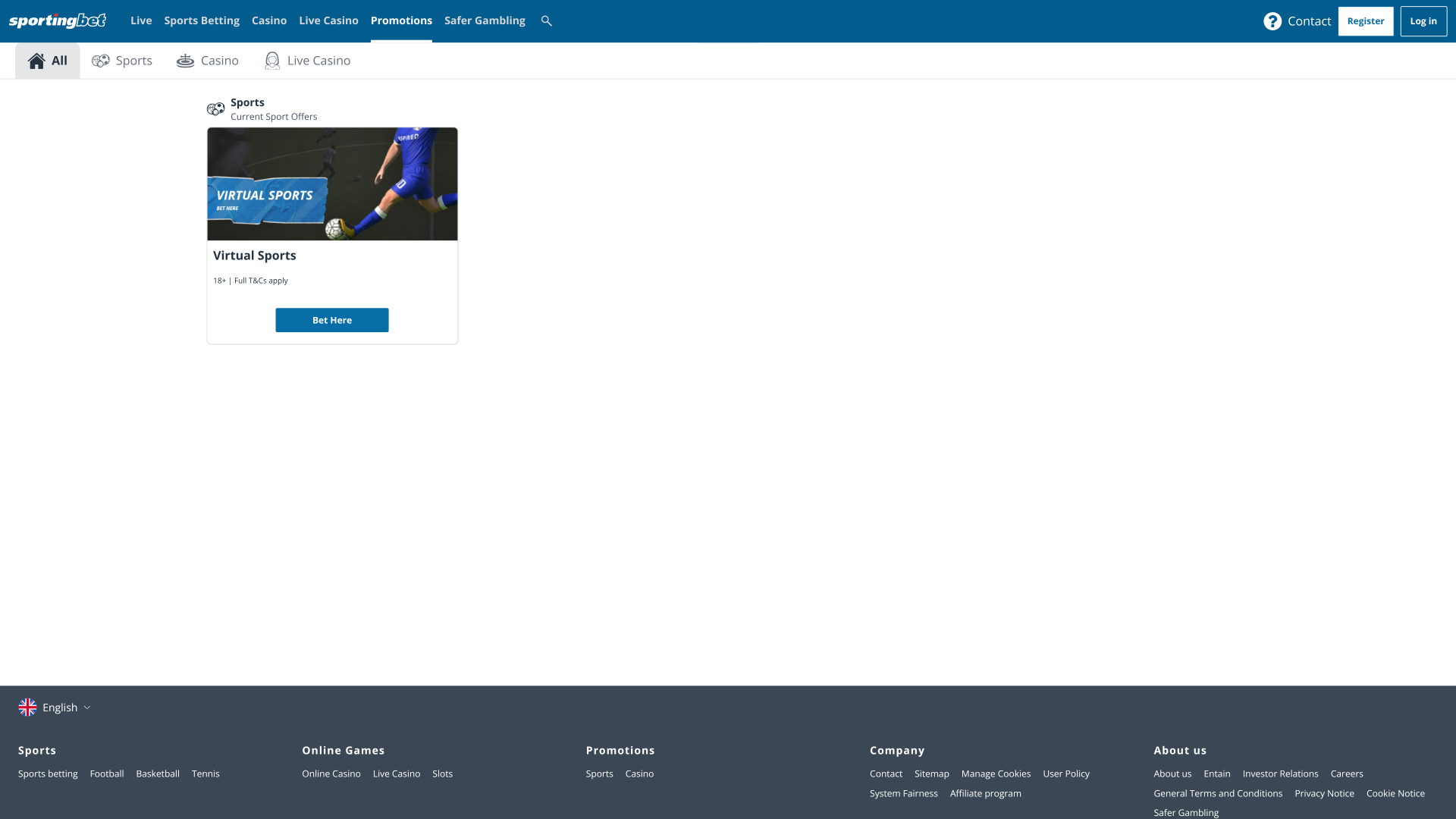Sportingbet Casino Desktop-Aktionen
