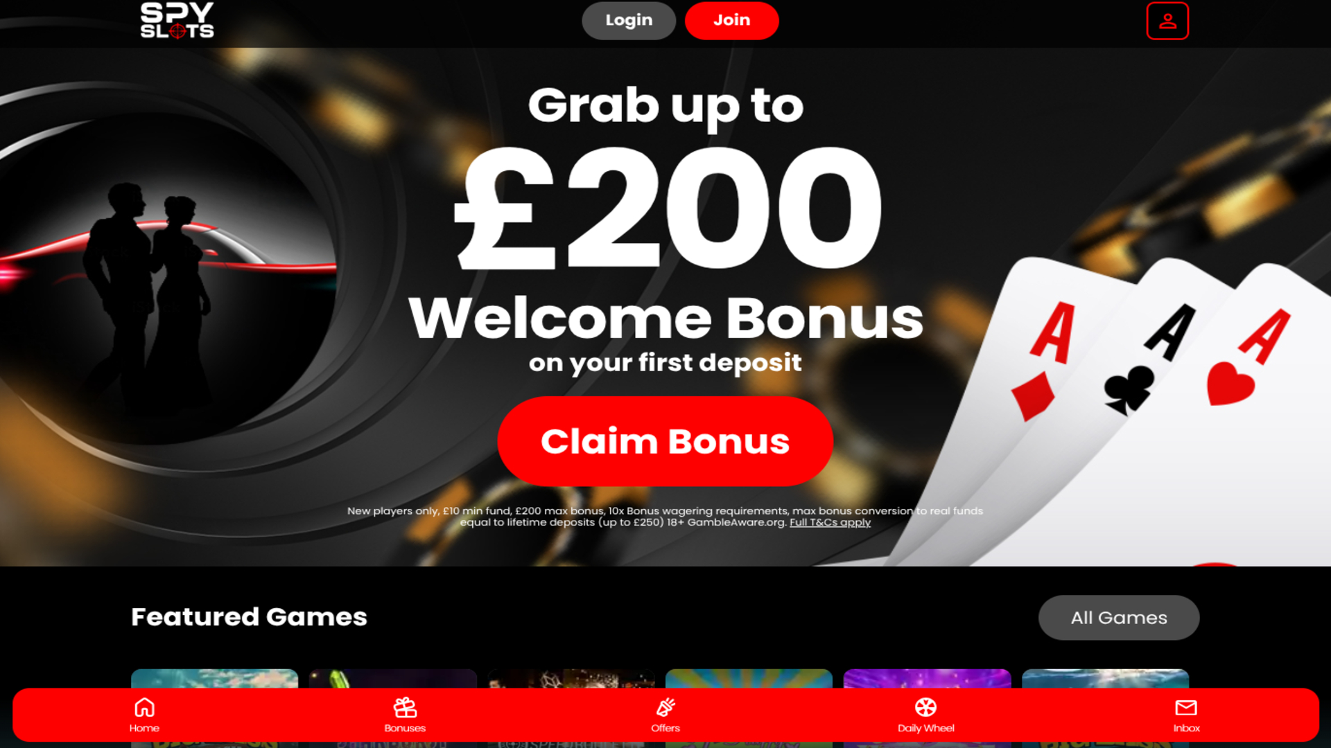 Spy Slots Desktop Homepage