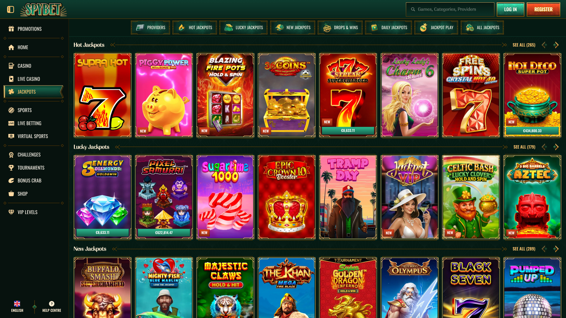 Spybet Casino Desktop Jackpot