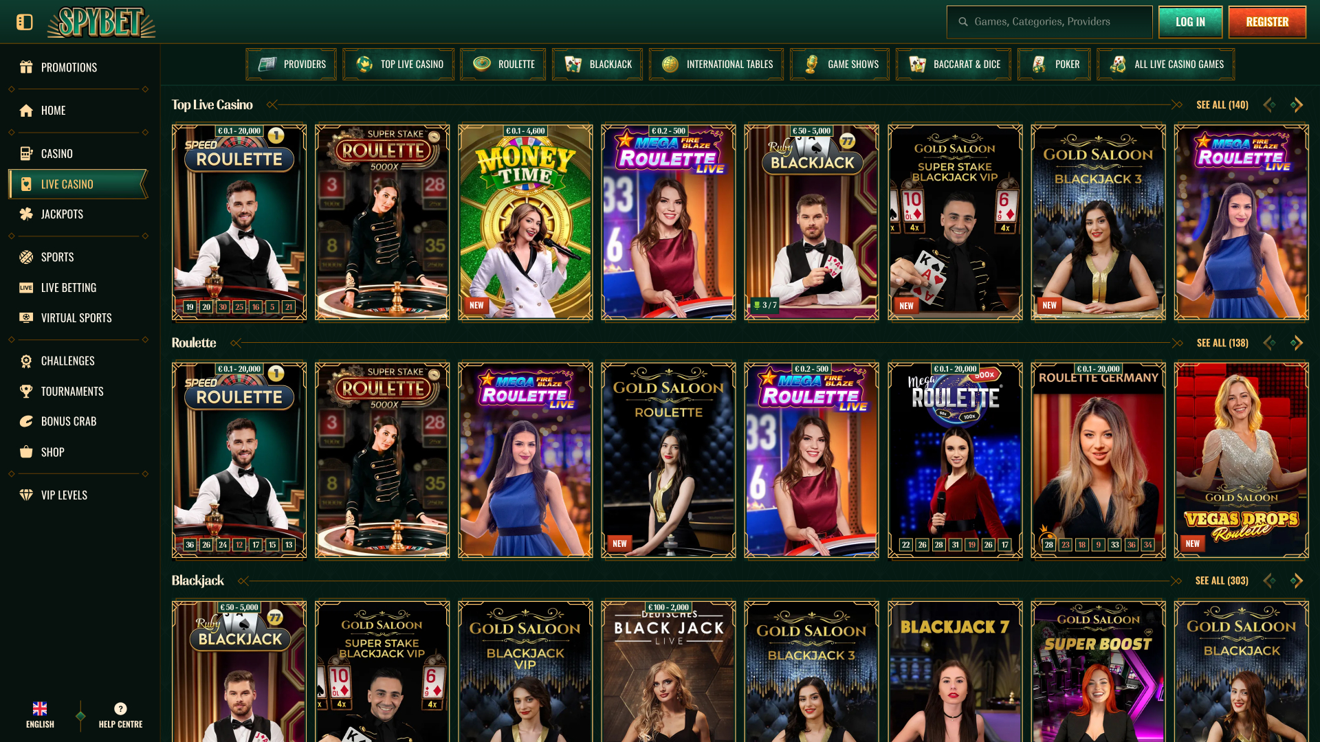 Spybet Casino Desktop Live Dealer