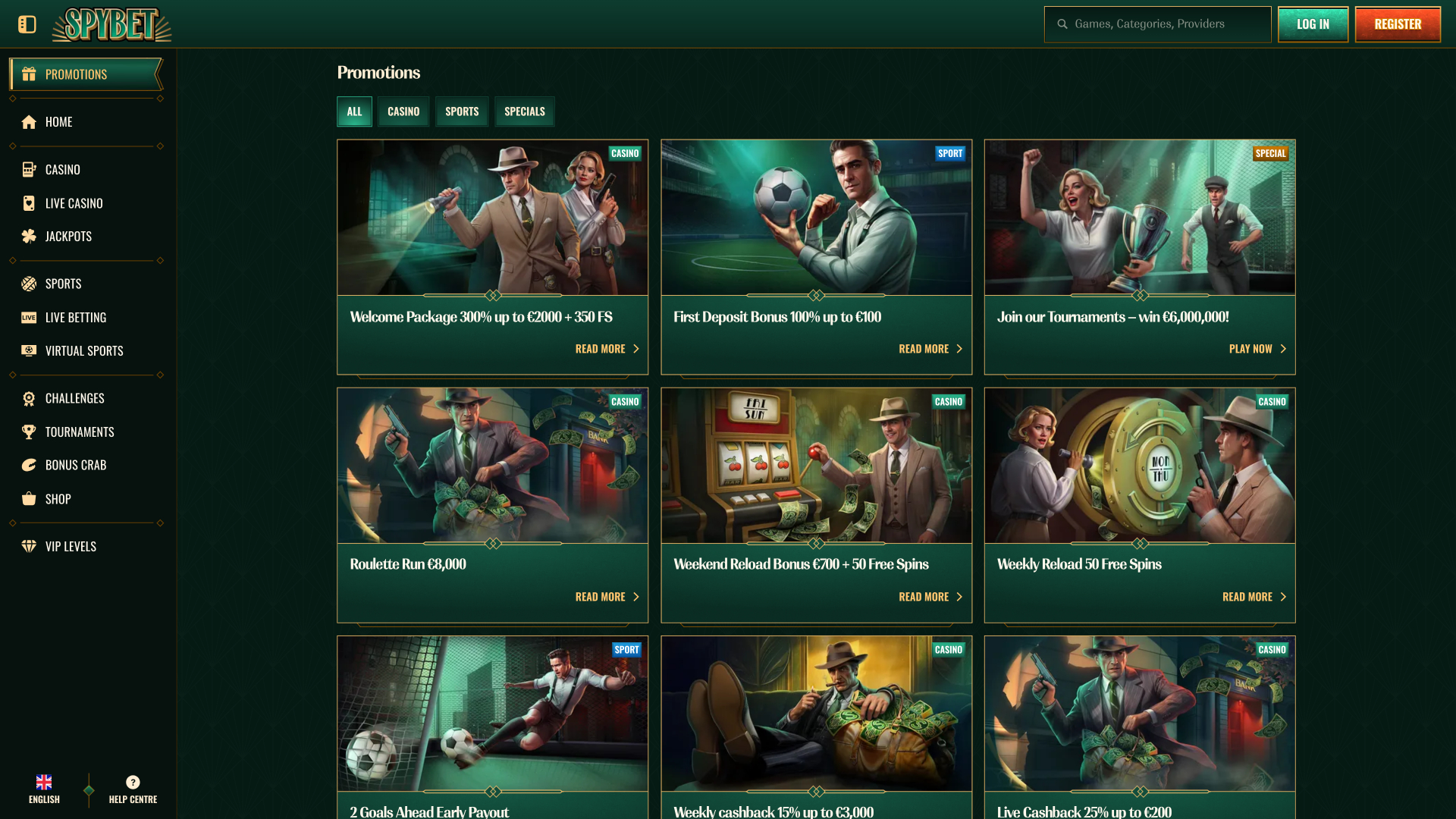 Spybet Casino Desktop Promotions