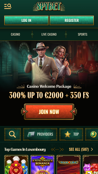 Spybet Casino Mobile Homepage
