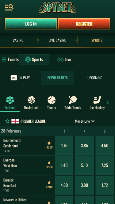 Spybet Casino Mobile Sports