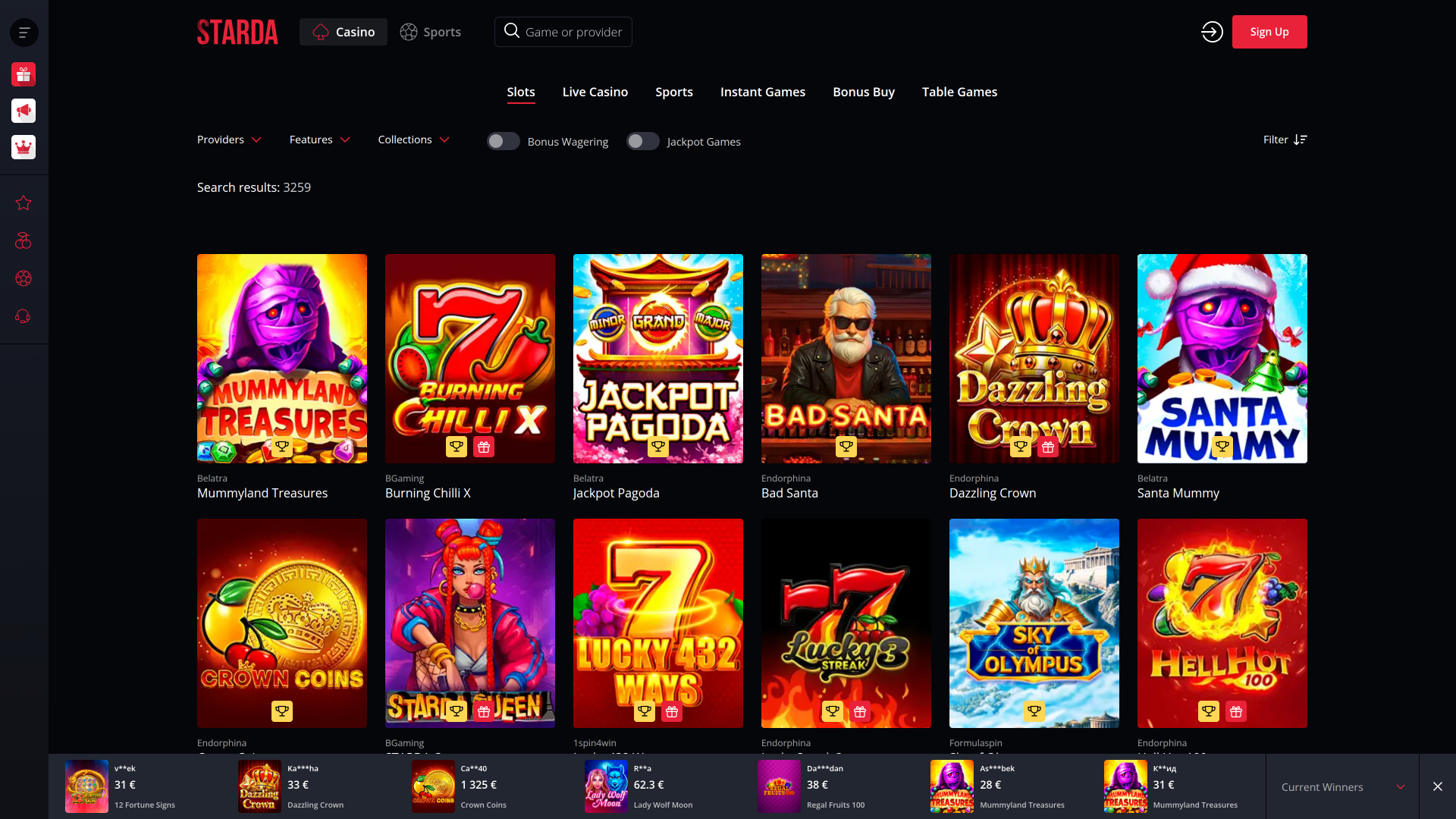 Starda Casino Desktop Games