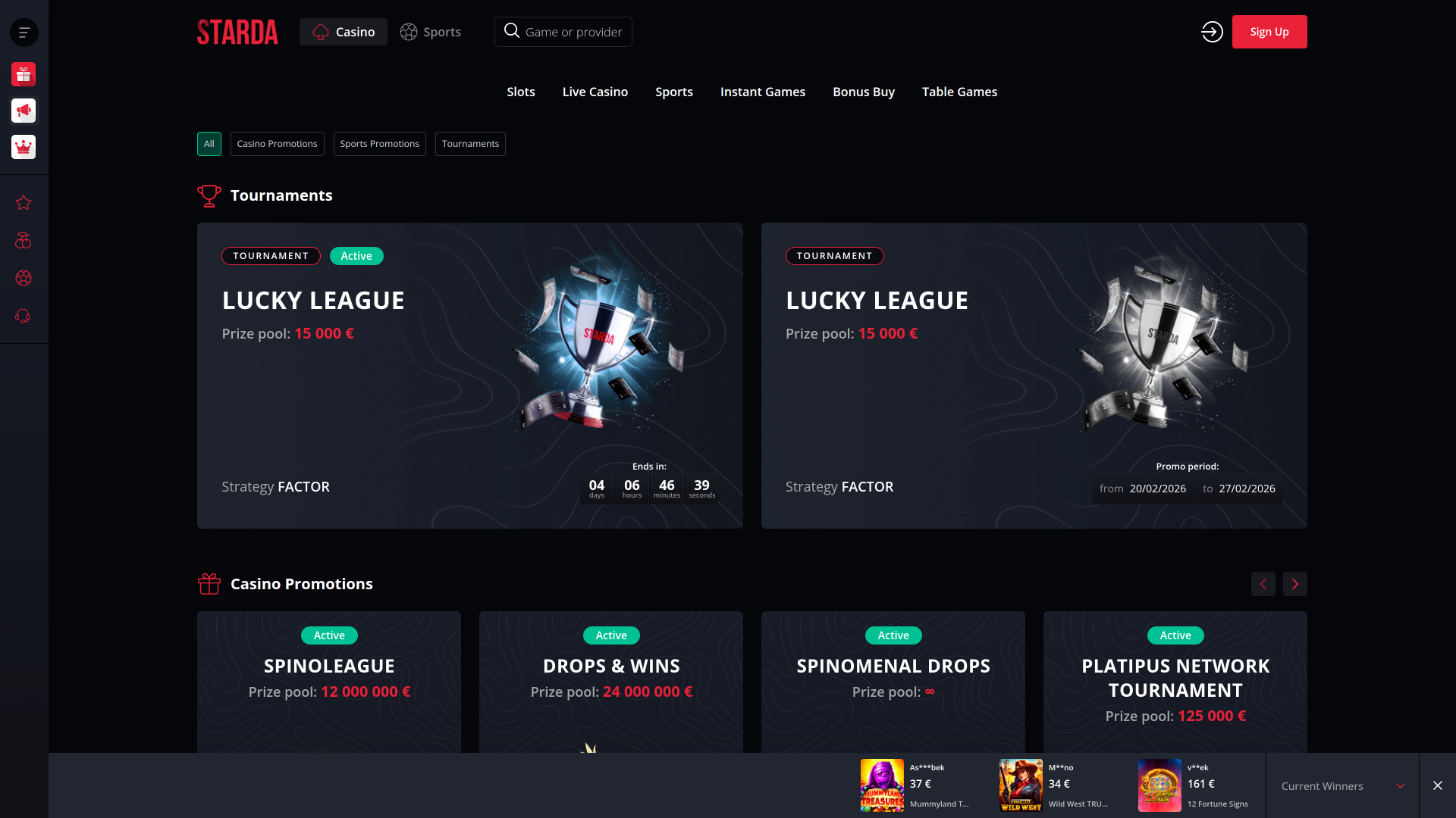 Starda Casino Desktop Promotions