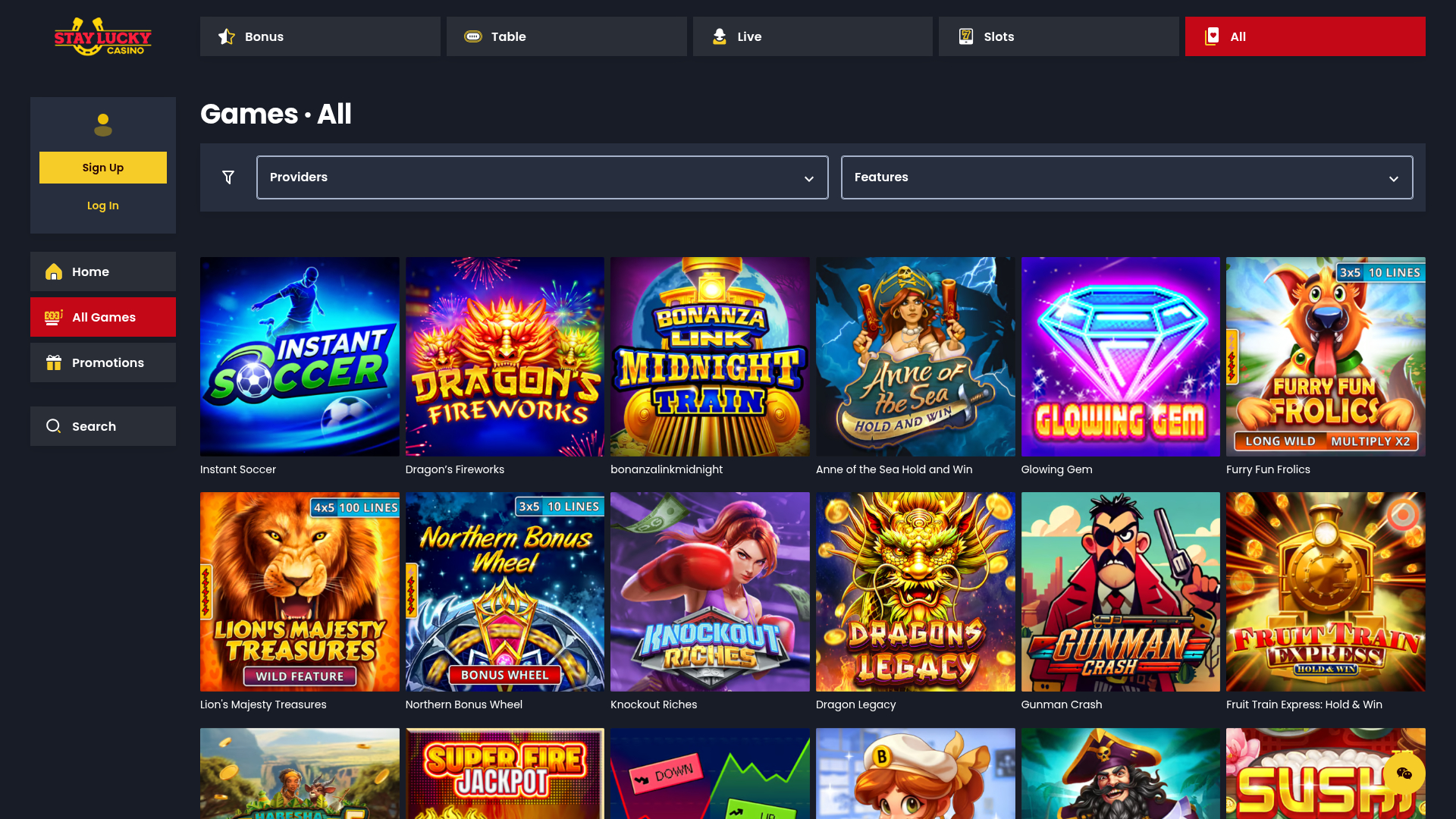 Stay Lucky Casino Games Desktop