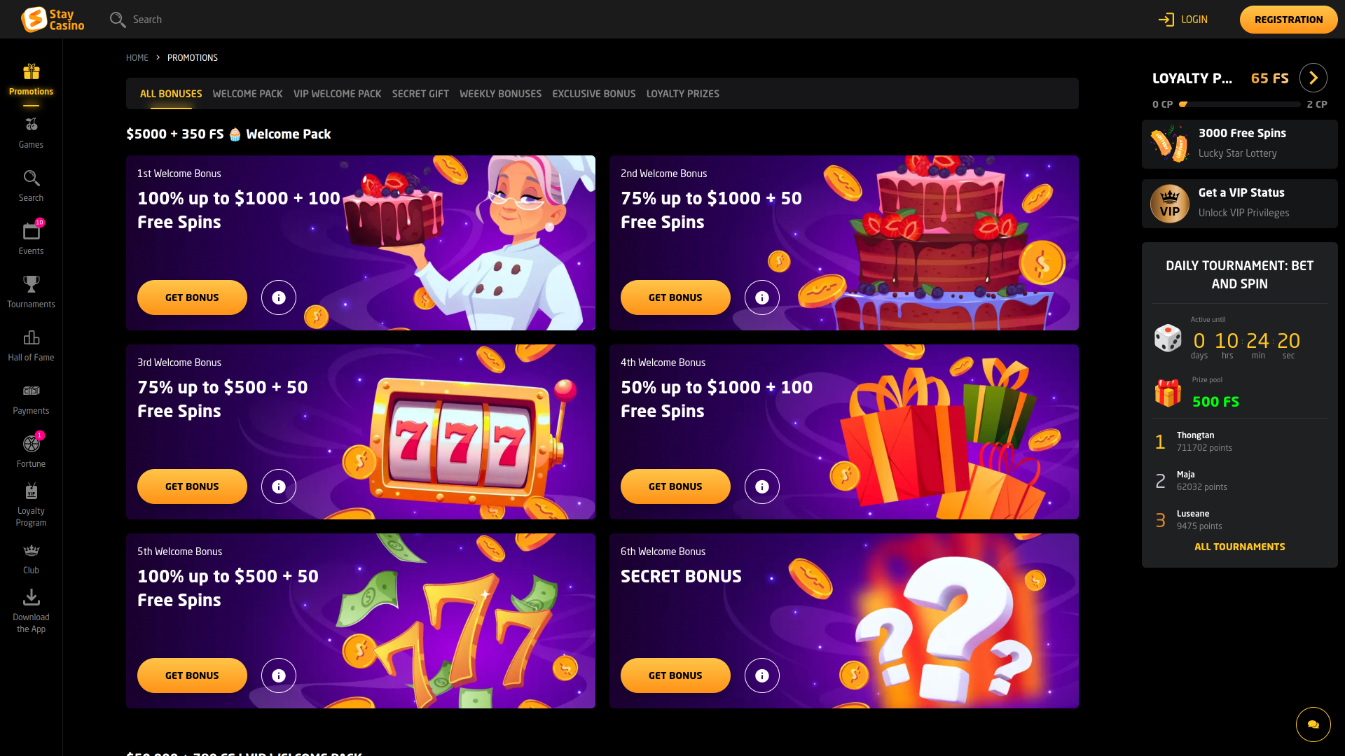 StayCasino Desktop Promotions