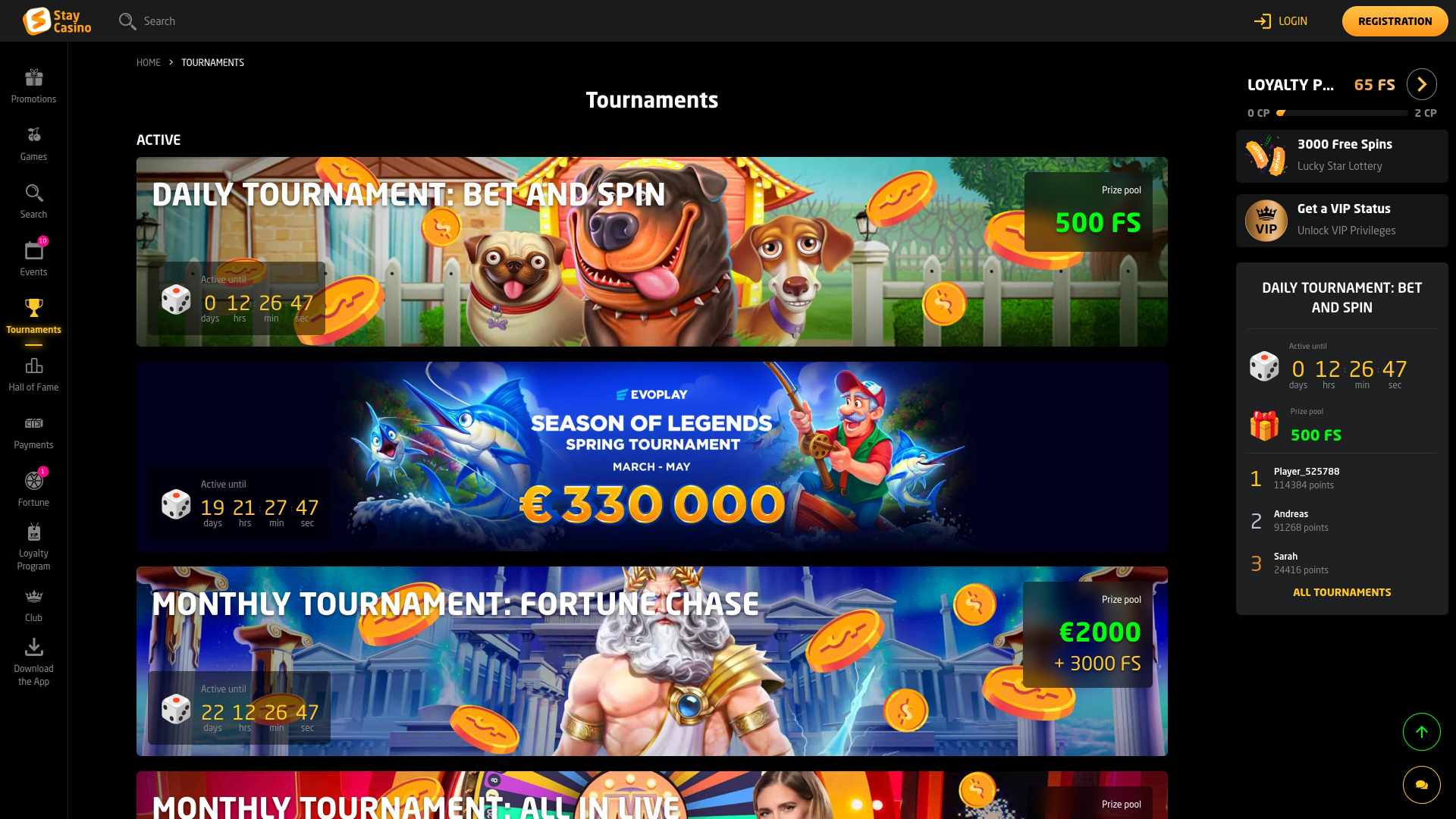 StayCasino Desktop Tournaments