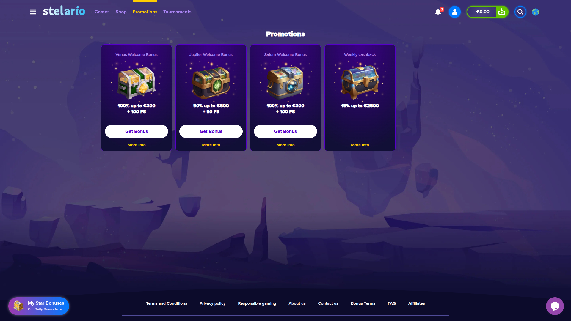 Stelario Casino Desktop Promotions