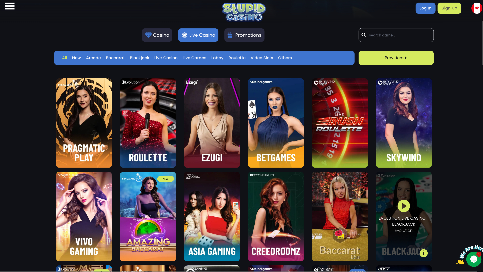 Stupid Casino Desktop Live Dealer