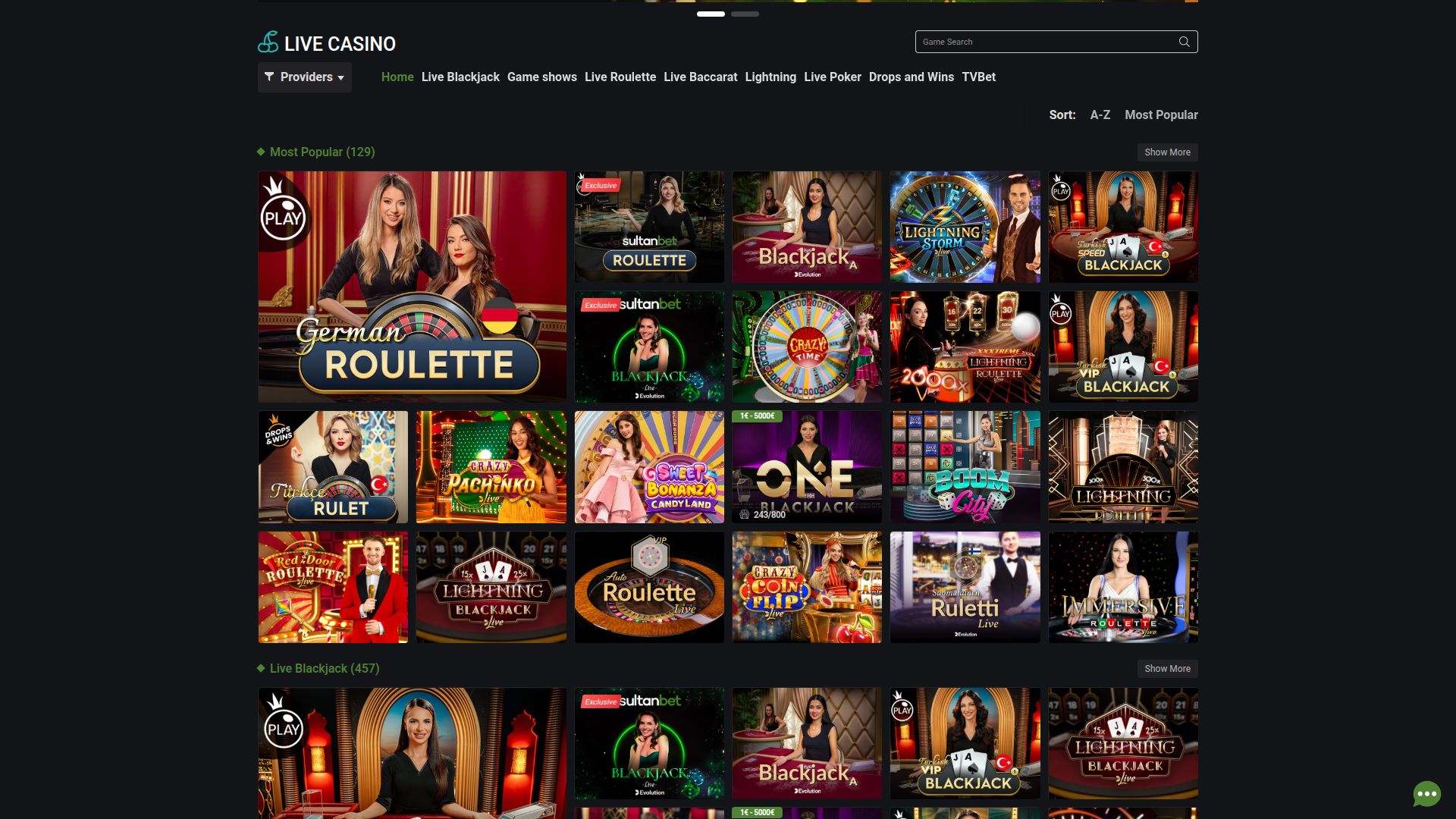 Sultanbet Casino Desktop Live Dealer