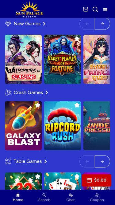 Sun Palace Casino Mobile Games