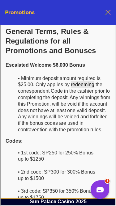 Sun Palace Casino Mobile Promotions