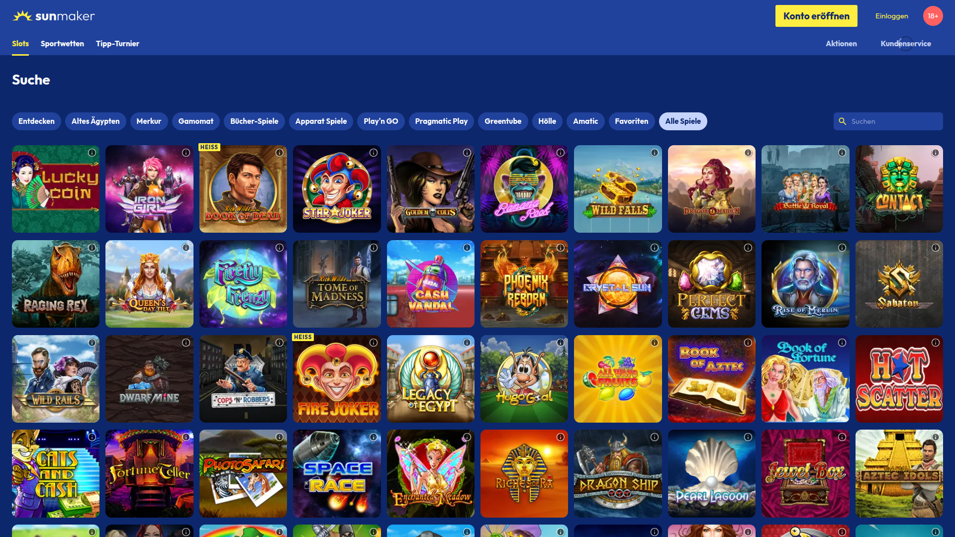 SunMaker Casino Desktop-Spiele