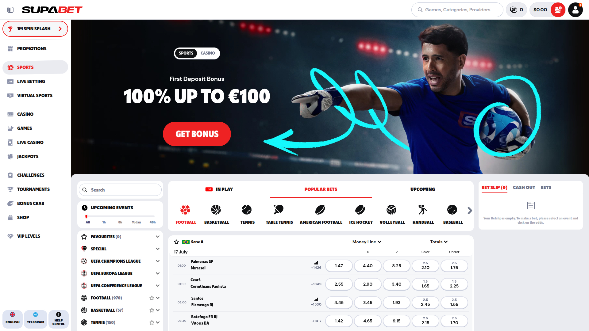 Supabet Casino Desktop Sports