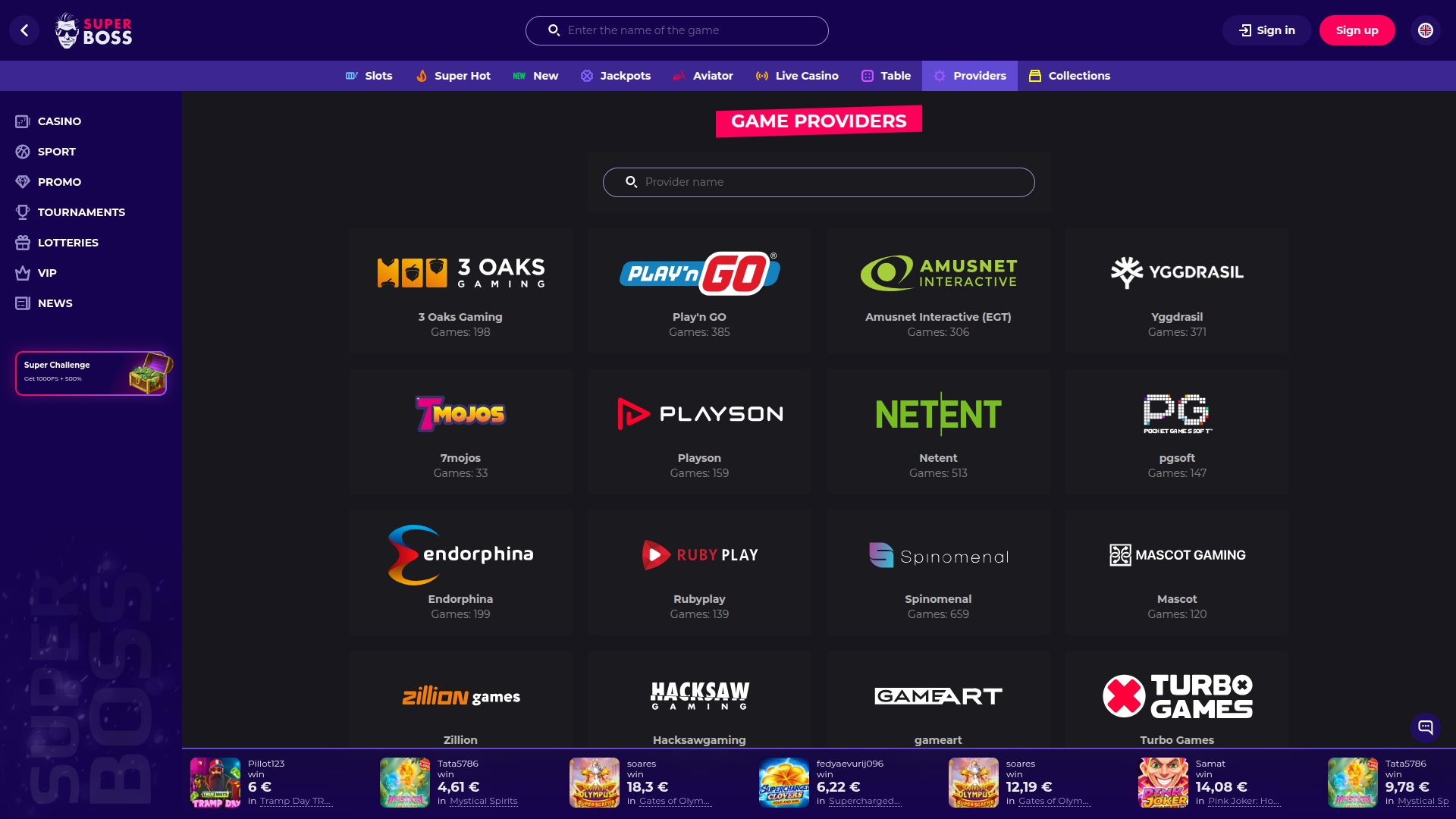 SuperBoss Casino Desktop Game Developers